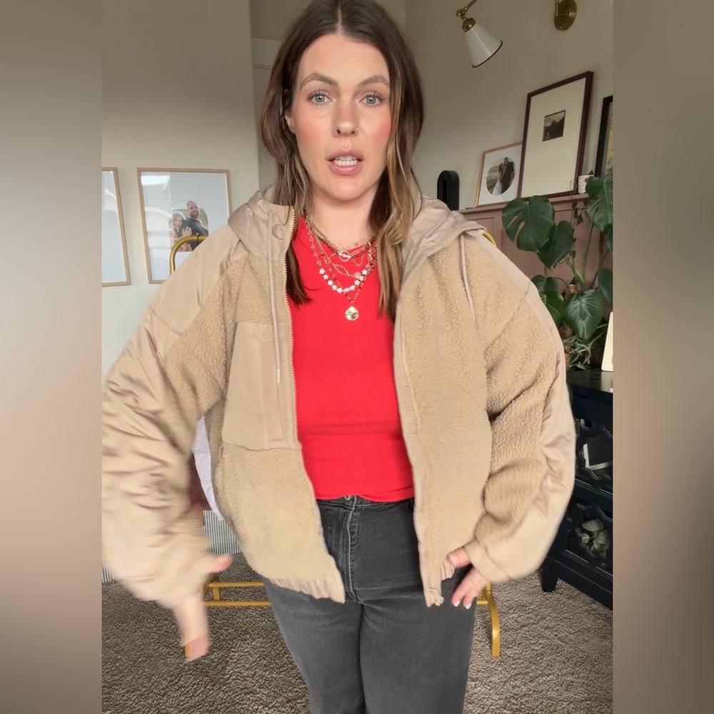 Old Navy Beige and Tan Hooded Jacket